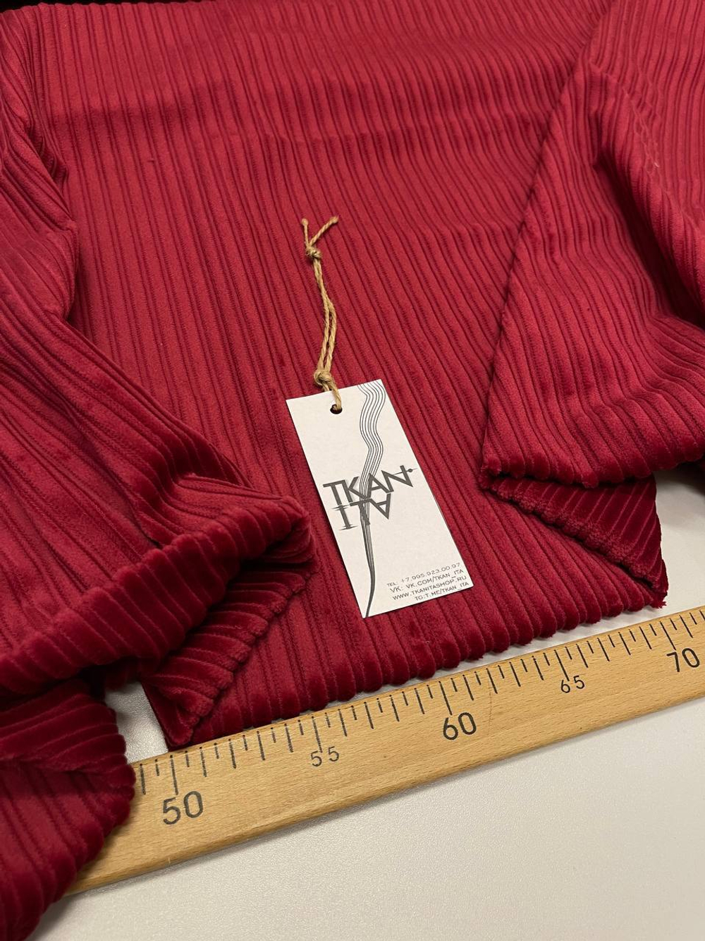 Костюмно-плательный хлопковый вельвет с вискозой (Loro Piana, 80%хлопок/20%вискоза, Ягодный красный, 145, 220 гр/м2)
