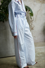 Брюки из хлопка Гуччи в полоску голубой/белый