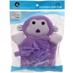 Мочалка-варежка для тела «Ультрамарин - Обезьянка», мягкая, цвет фиолетовый, 21*16см