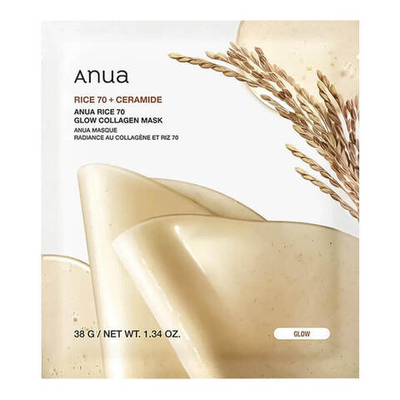 Anua Rice 70 Glow Collagen Mask, 38g *1ea Укрепляющая гидрогелевая маска с экстрактом риса
