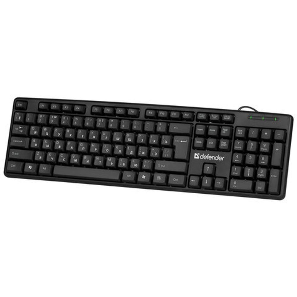 Клавиатура проводная DEFENDER Element HB-520, USB, 104 клавиши + 3 дополнительные клавиши, черная, 45522