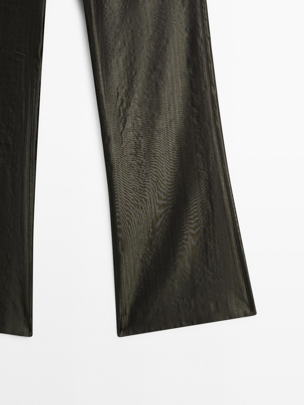 Massimo Dutti Расклешенные жаккардовые брюки со средней посадкой, темно-зеленый