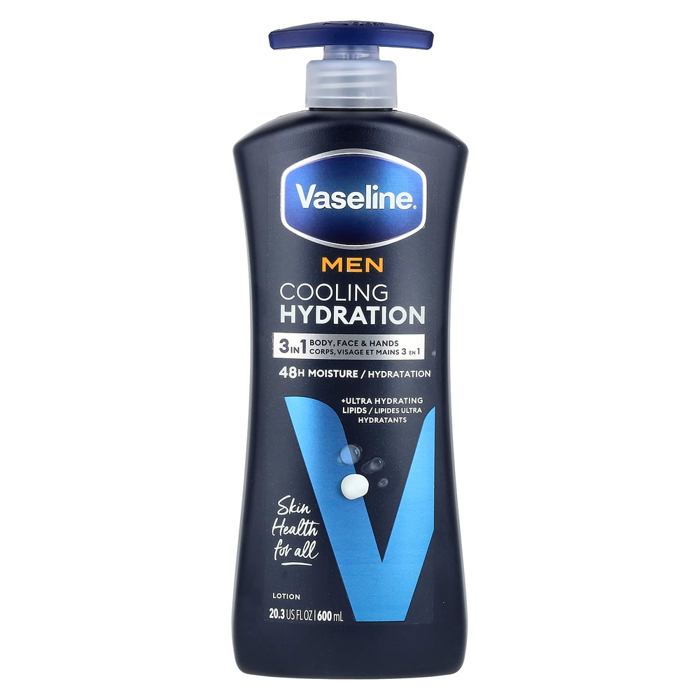 Vaseline, Для мужчин, охлаждающее и увлажняющее средство для тела 3 в 1, лосьон для лица и рук, 600 мл (20,3 жидк. унц.)
