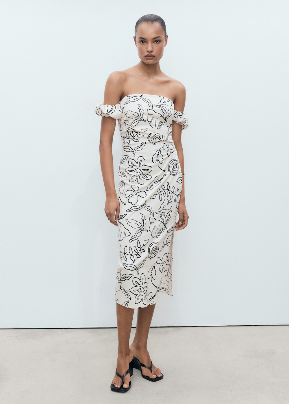 Платье с цветочным принтом без бретелей