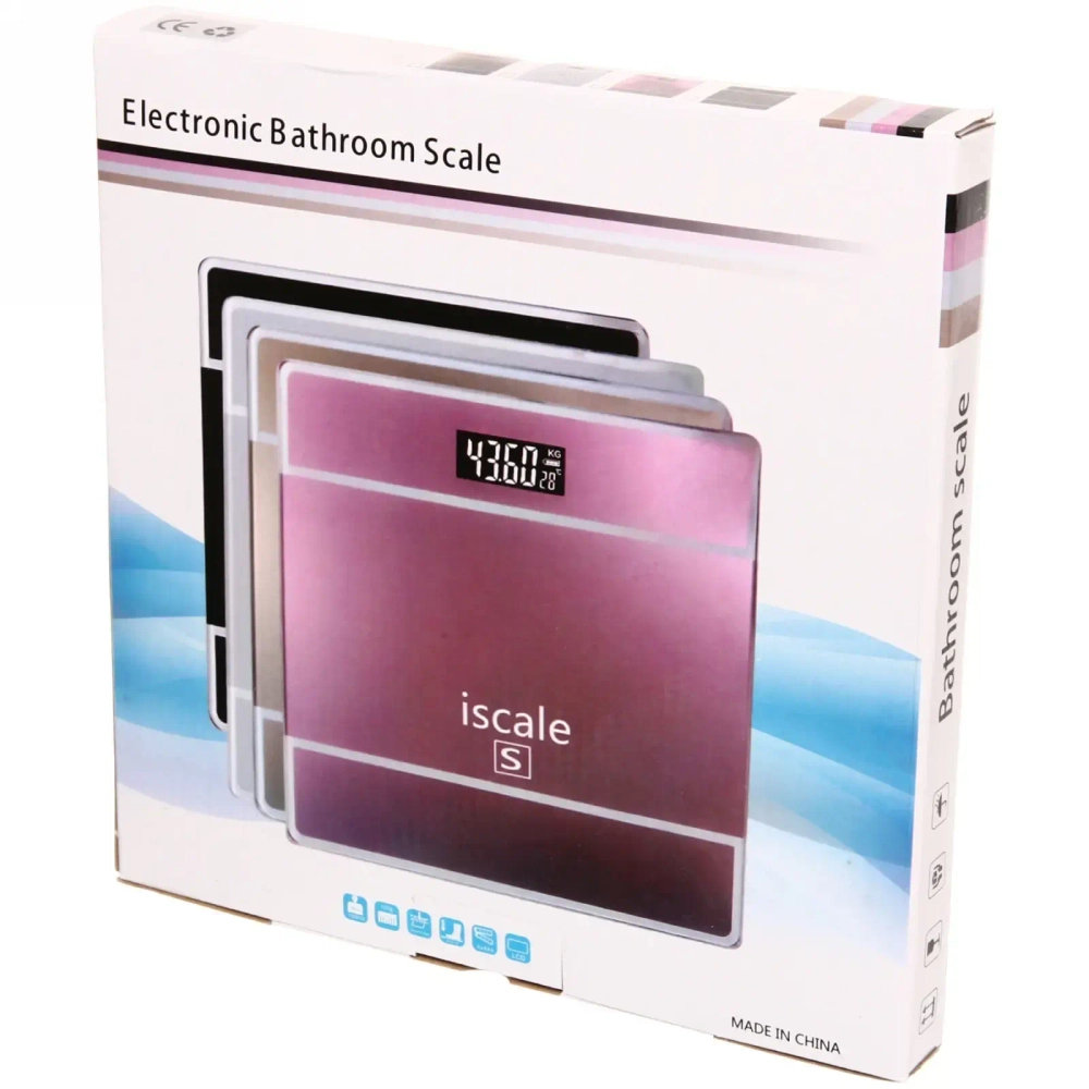 Весы напольные электронные ISCALE цв. золотой (26х26см,max.180кг,тип питания:AAА)