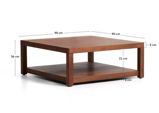 Приставной столик Norani из массива акации с отделкой шпоном акации, 90 x 90 см
