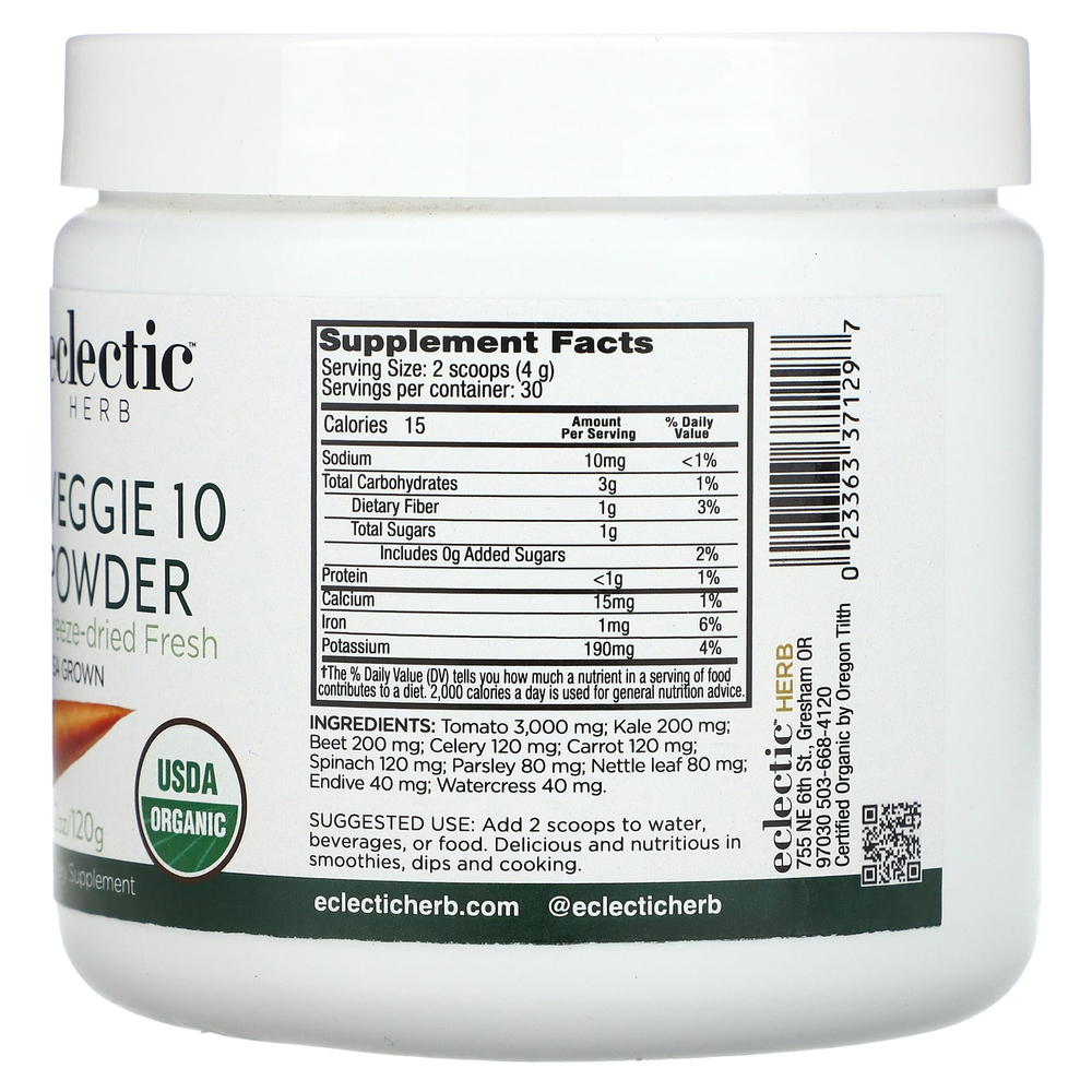 Eclectic Herb, Veggie 10, порошок из цельных пищевых продуктов, 4,2 унции (120 г)