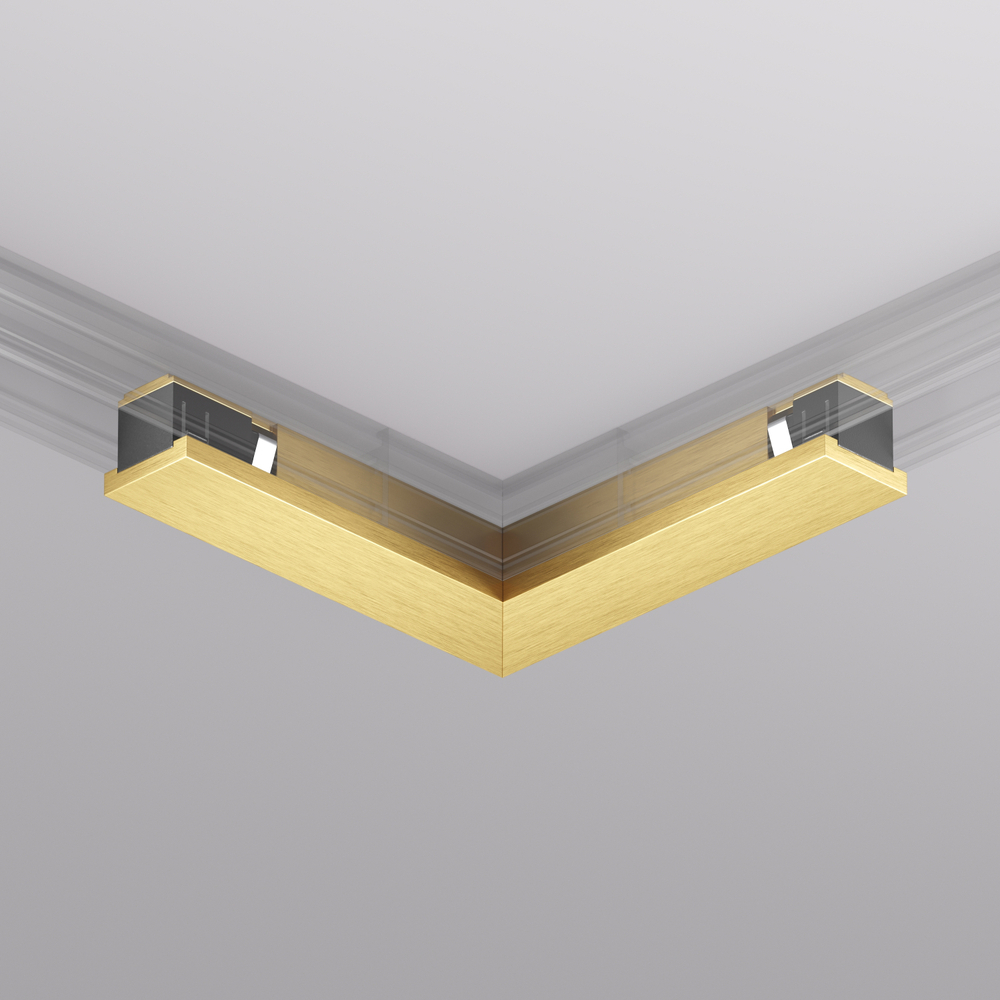 TR5723-SB Электрический коннектор для трека SHINE BASE 90° потолок-потолок, сатинированная латунь, алюминий