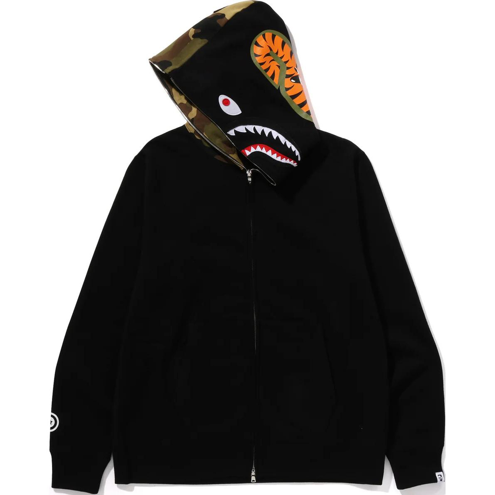 A Bathing Ape Bathing Ape Shark Pattern Hooded Zip Up Свитшот черный