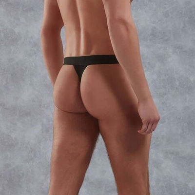 Мужские трусы-стринги с рисунком смокинга (Размер: XXL) (Цвет: черный с белым)