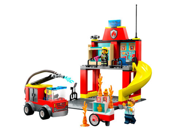 Конструктор Лего Сити Пожарная часть и пожарная машина | LEGO City Fire Station and Fire Engine 60375 — 153 детали (4+)