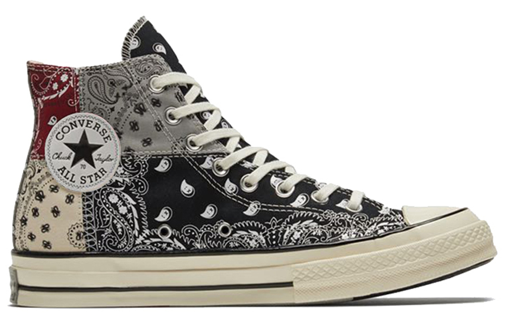 Offspring paisley x Converse 1970s pathwork chuck co-branded cashew flower stitching non-slip high-top canvas shoes for men and women with the same multicolor