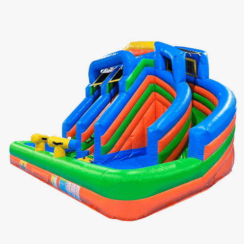 Надувной водный батут с бассейном «Колумбия» c одной лестницей, 6×6×5 м