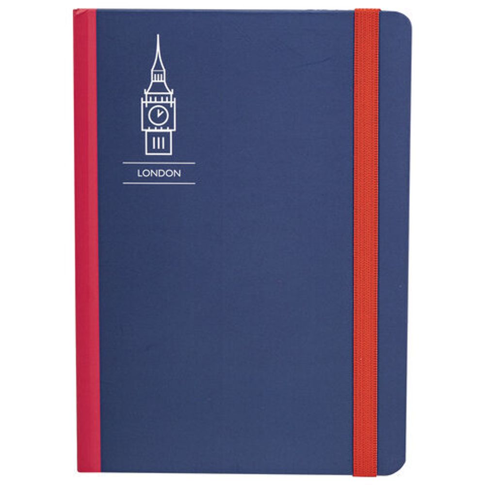 Блокнот с резинкой в клетку 96 л., А5 (145х203 мм), твердая обложка, BRAUBERG, "London", 113720