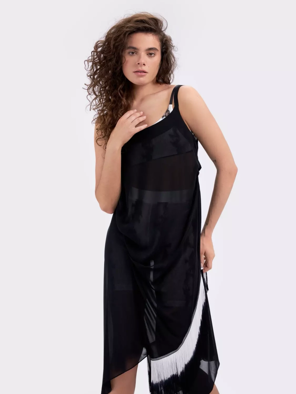 Платье-сарафан полупрозрачное с бахромой OLA OLA