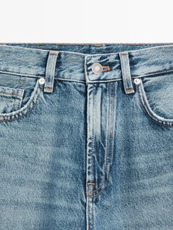 Massimo Dutti Прямые джинсы с высокой талией, светло-голубой