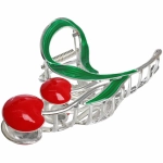 Заколка-краб для волос «AKS - DesignPRO», вишенки, цвет золото и хром, 11*5.7см