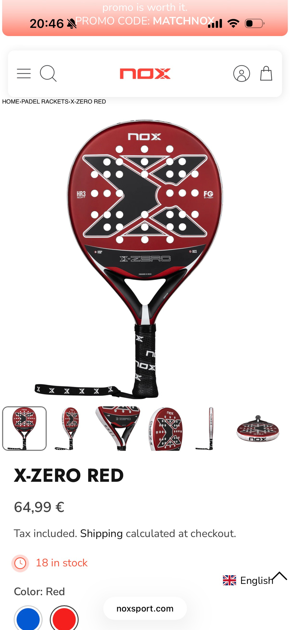 NOX, ES, PALA X-ZERO RED, Padel Racket
