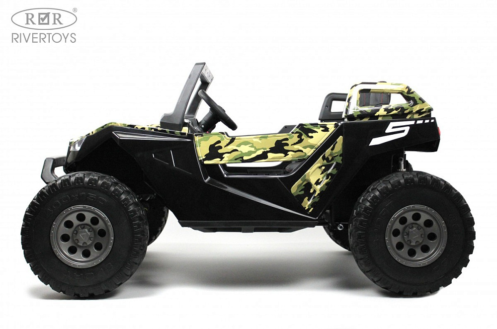 Детский электромобиль RiverToys A707AA LUX 4WD зеленый камуфляж