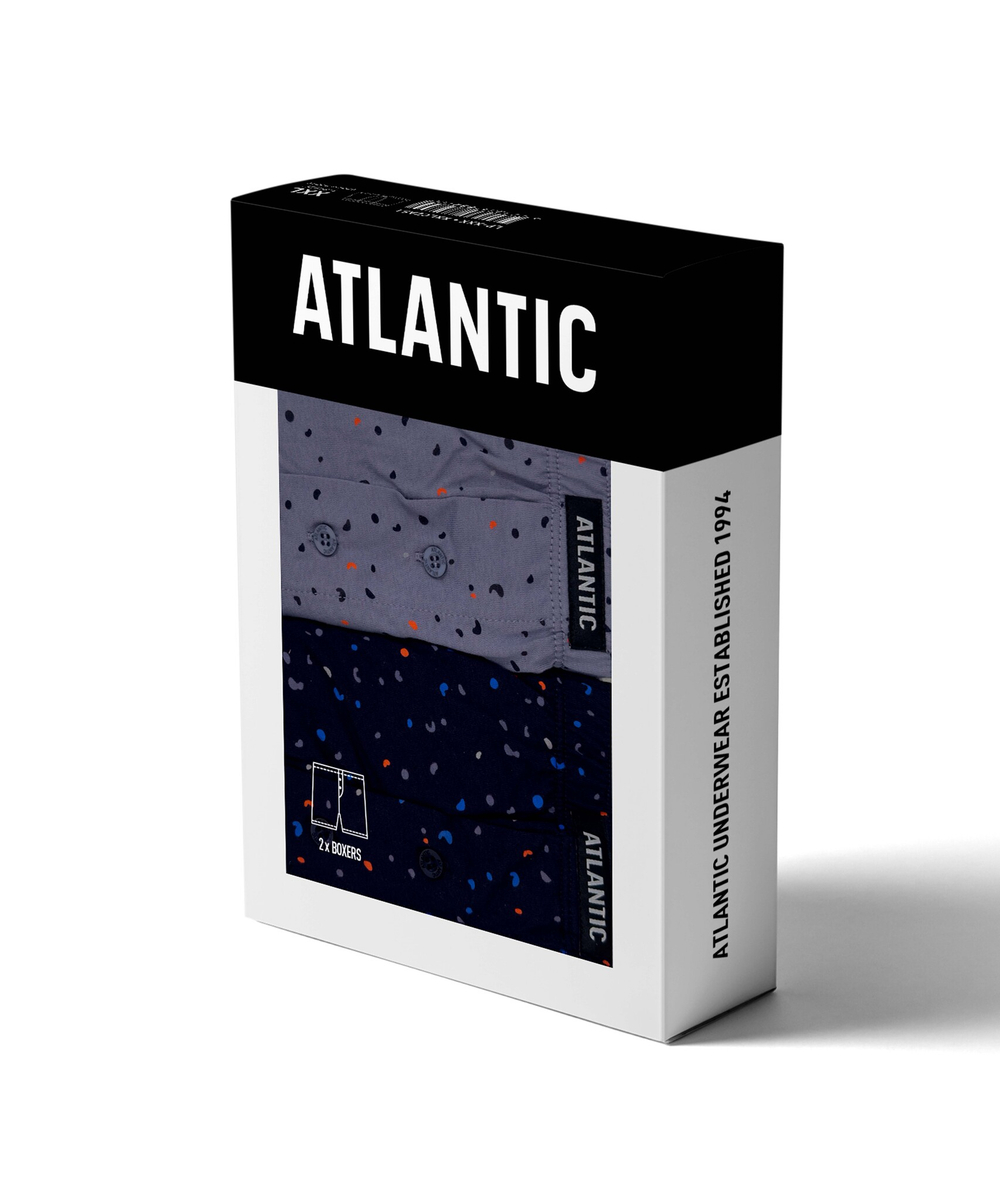 Мужские трусы боксеры Atlantic, набор из 2 шт., хлопок, графитовый + темно-синий, 2MBX-048