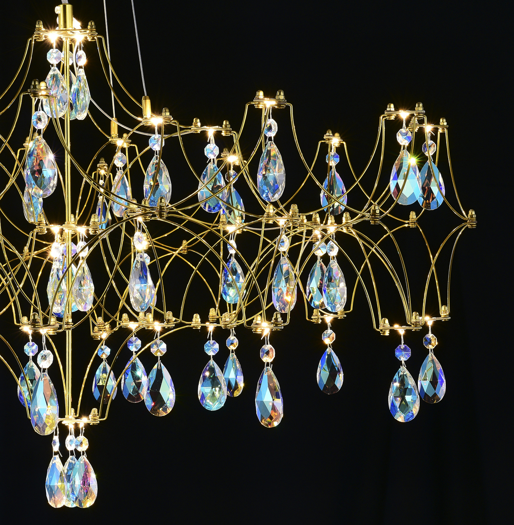 Подвесная люстра светодиодная с пультом и хрустальными подвесками K9 MyFar Ileria MR2653-57P-50СD