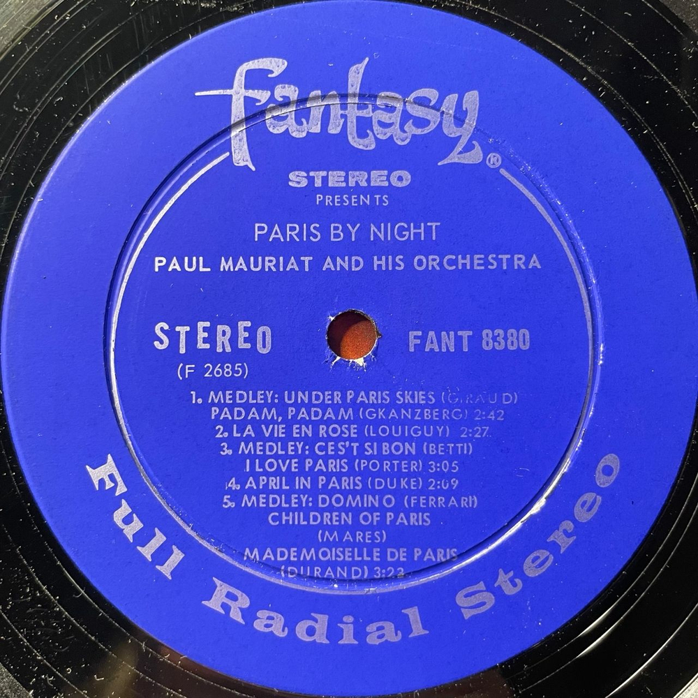 Винтажная виниловая пластинка LP Поль Мориа, Paul Mauriat And His Orchestra, Paris By Night (США 1965)