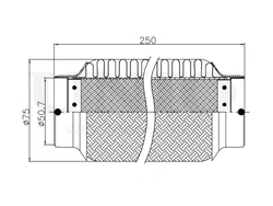 Гофра глушителя 50x250 мм InnerBraid UNIO EXP-50250