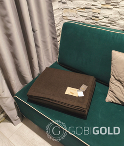 Одеяло тканое из 100% шерсти яка (ERDENET) 150x200 см. - серо-коричневое