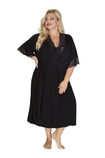 Пеньюар из вискозы с короткими рукавами (Размер: XXXL) (Цвет: черный)