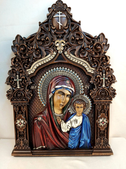 Икона резная "Казанская Божья матерь"