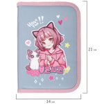 Пенал BRAUBERG, 1 отделение, 2 откидные планки, полиэстер, 21х14 см, "Anime friends", 272319