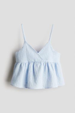 H&M Топ на бретелях с V-образным вырезом, светло-голубой
