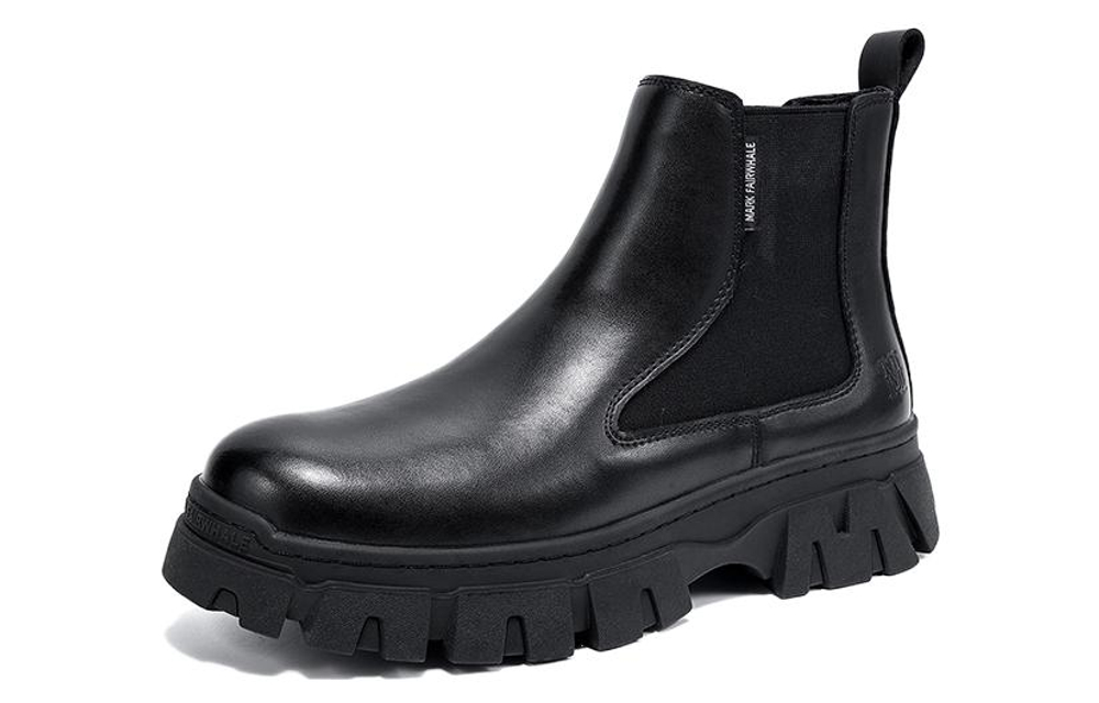 FAIRWHALE Split Cow Leather, Top Grain Cow Leather Ankle Boots Men"s Black