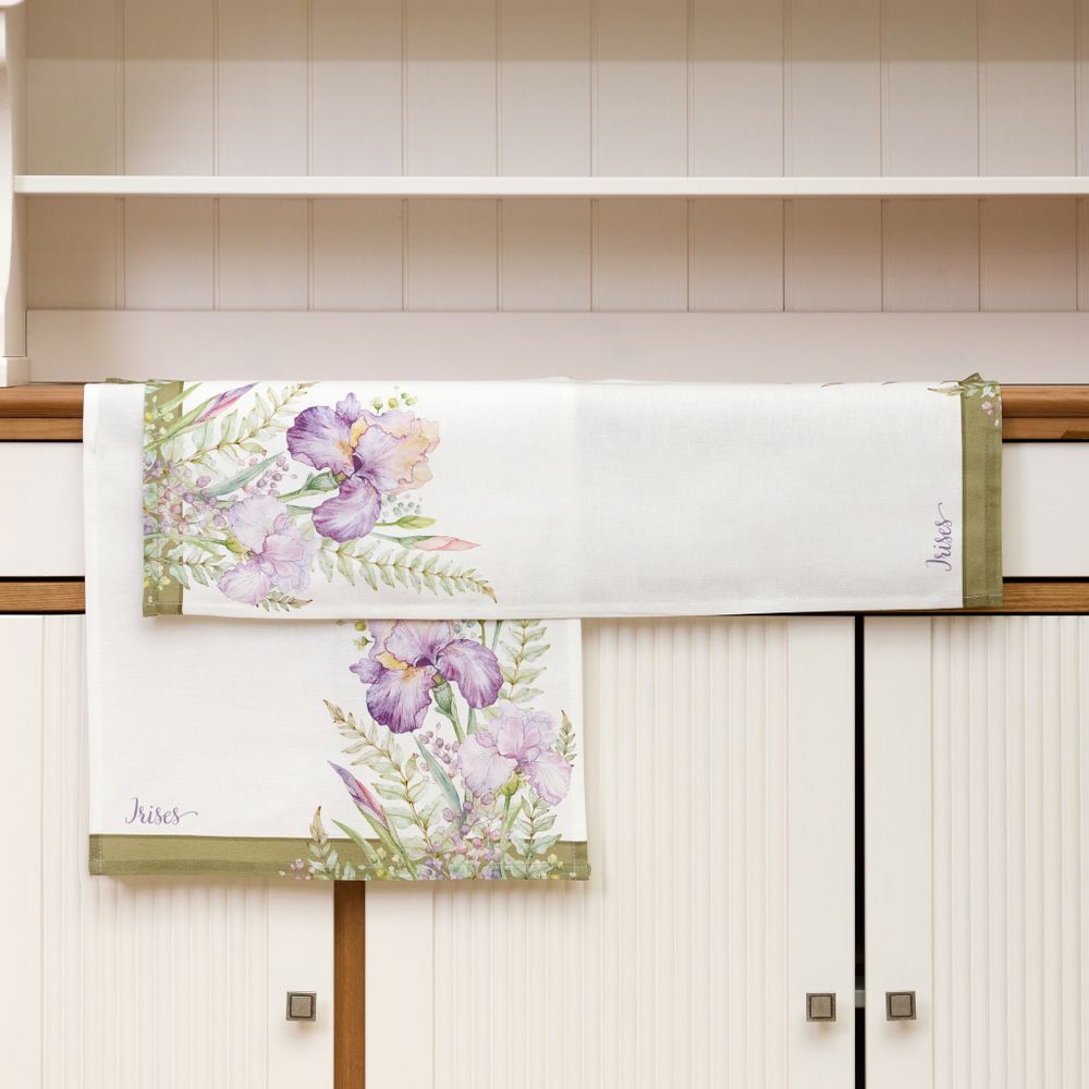 НАБОР ПОЛОТЕНЕЦ ИЗ 2 ШТ "ИРИСЫ"40Х60СМ, 100% ХЛОПОК,БЕЛЫЙ ,ТВИЛ