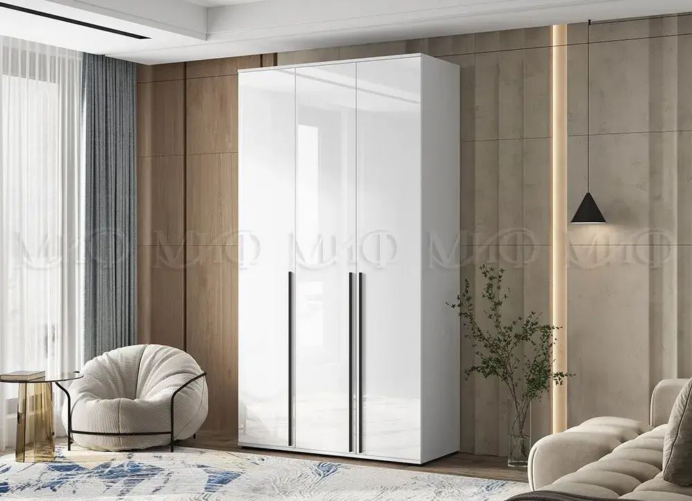 Шкаф "Норд" 3-х ств (белый/белый глянец), МФ Миф, г. Пенза