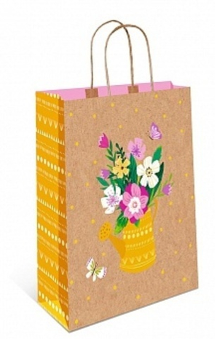 Пакет подарочный Цветочная лейка Крафт 22*18*10 см.