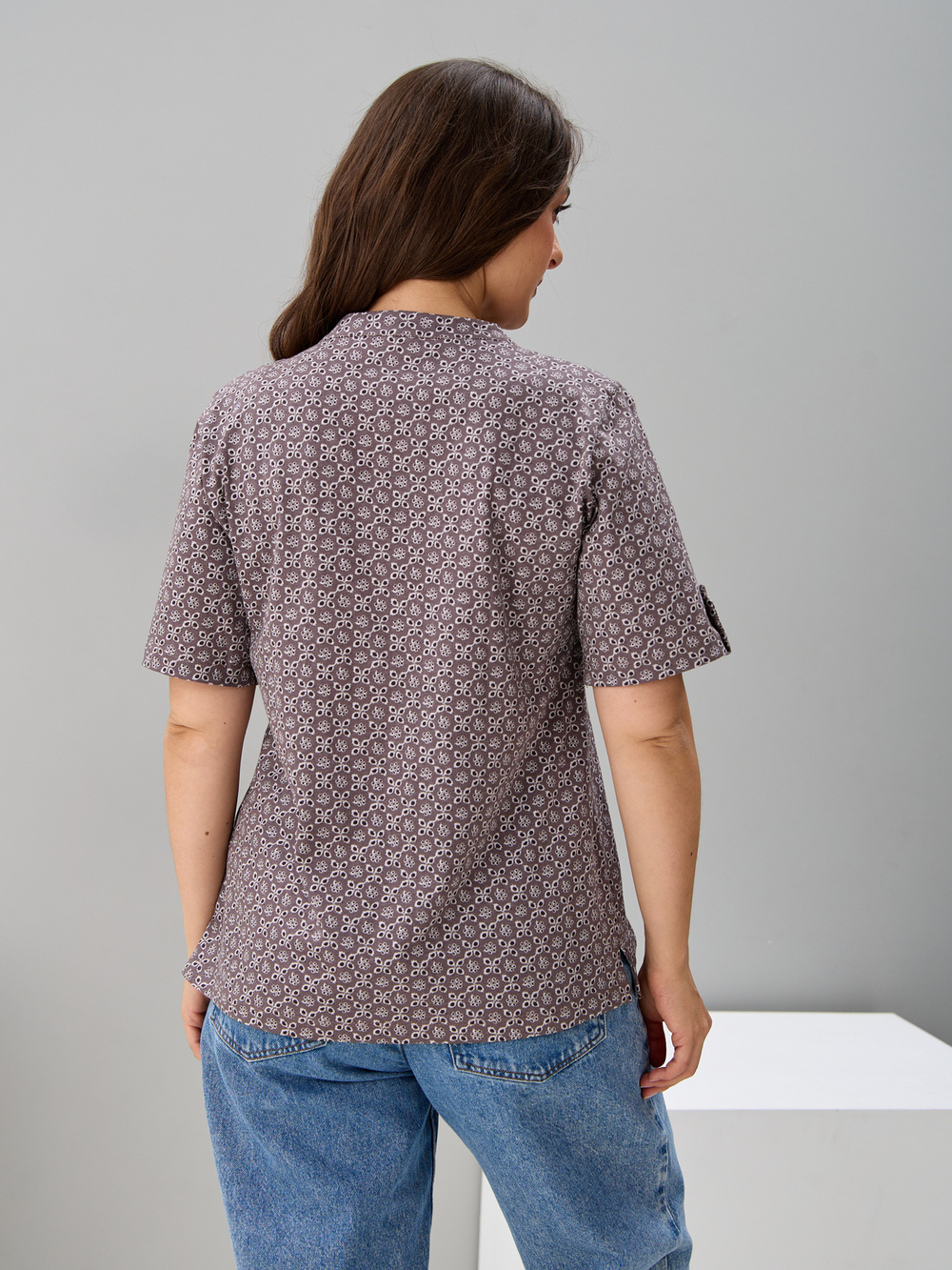 Блузка БЛ-122/ришелье-кофе