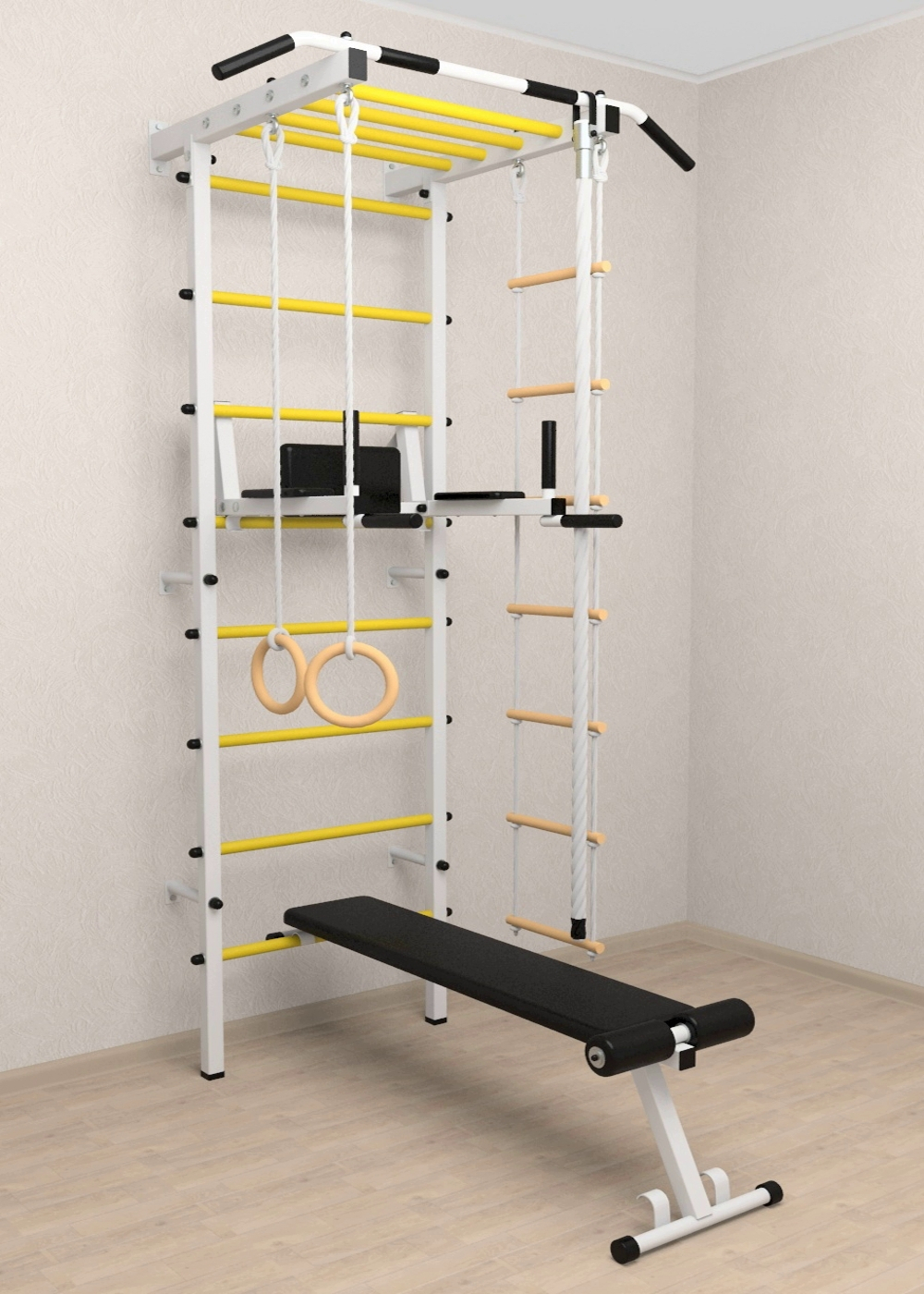 Шведская стенка Sv Pro рукоход 855 (Турник Pro рукоход/Брусья/стойка/Скамья/Канат/Kольца/Лестница)