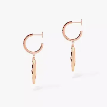 Серьги Messika Lucky Move PM Nacre Blanche в розовом золоте с бриллиантами