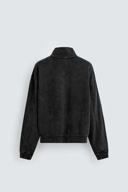 ZARA ТОЛСТОВКА С ЭФФЕКТОМ ПОТЕРТОСТИ И ВОРОТНИКОМ НА МОЛНИИ, ТЕМНО-СЕРЫЙ