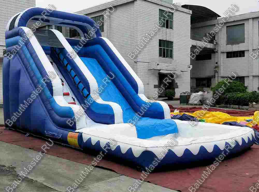 Надувная горка "Синяя тучка" размер 9*4*6 м
