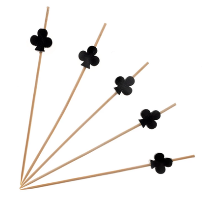 Пика деревянная для канапе Трефа черная 12 см Tambien ECO 100шт/упак