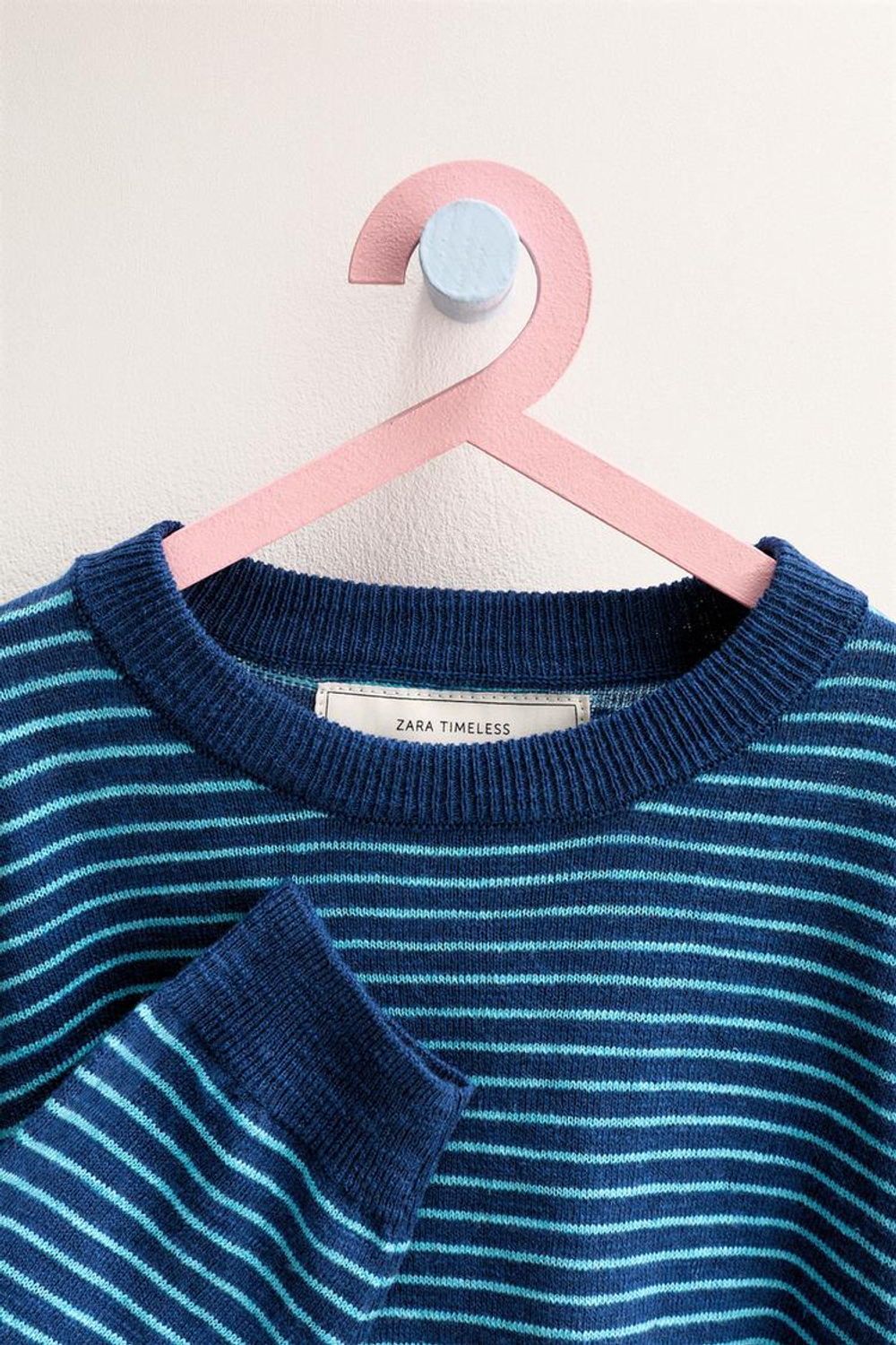 ZARA TIMELESS - ДЖЕМПЕР В ПОЛОСКУ ИЗ ХЛОПКА И ЛЬНА, СИНИЙ/ИНДИГО