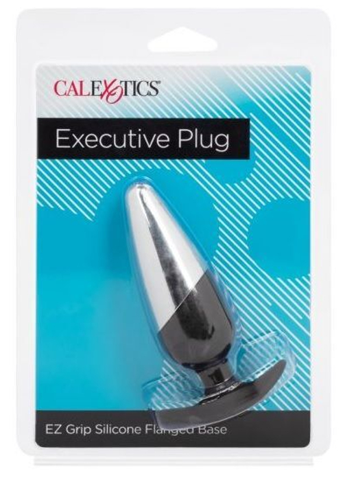 Серебристо-черная анальная пробка Executive Plug - 11,5 см.