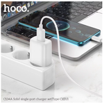 Зарядное устройство HOCO C134A 1USB 2.4A 12W + кабель TypeC Белый