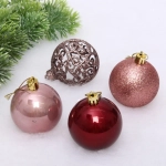 Набор ёлочных украшений SHINE «Brilliant story» 24 предмета (роз.золото/рубин)