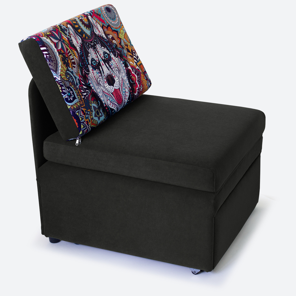 Кресло-кровать "Миник" черный, купон "Хаски"