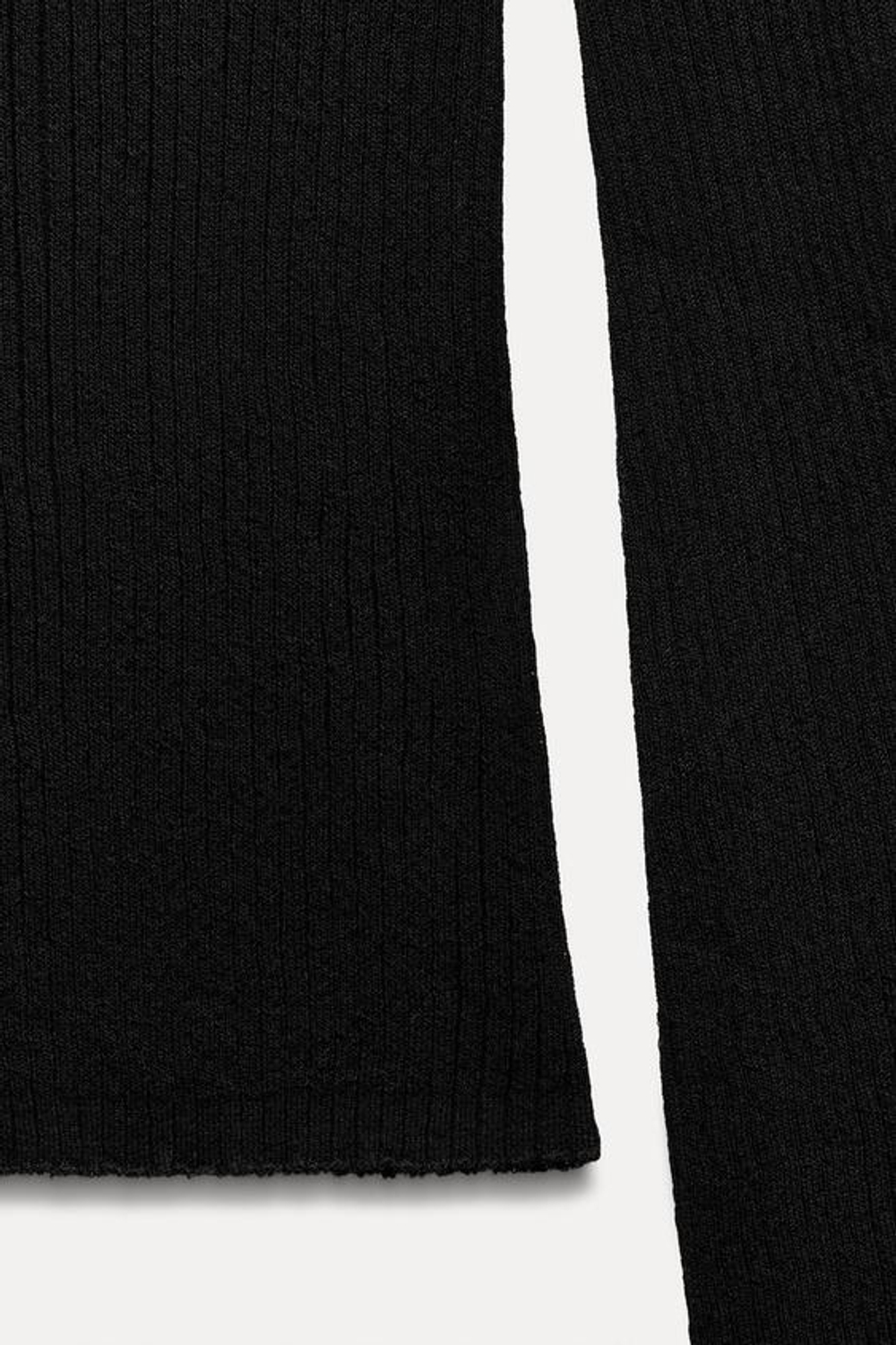 ZARA СВИТЕР ИЗ ТОНКОГО ТРИКОТАЖА В РУБЧИК, ЧЕРНЫЙ