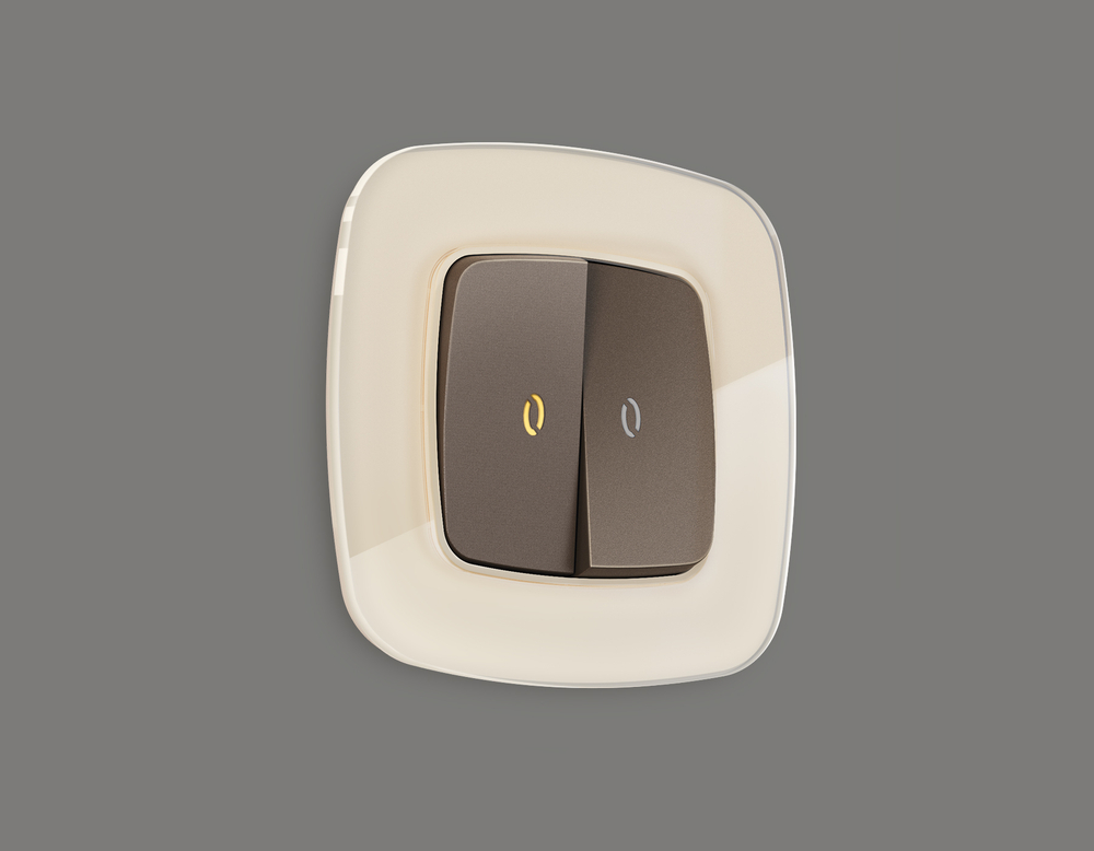 MO634050 Комплект механизма 2-кл выключателя с самовозвратом с подсветкой 3200K OMEGA Темная бронза матовый QUANT (OP6340, VM129, G11Y)