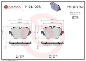 BREMBO - P06093-BRB - Brake Pad Set, disc brake